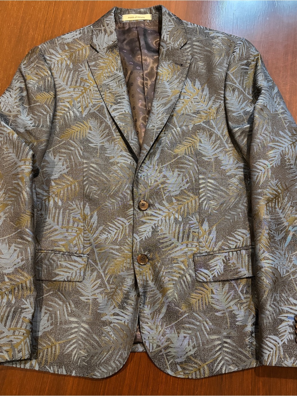 Moods of Norway Brown Blazer with Gold & Light Gray Leaf Print